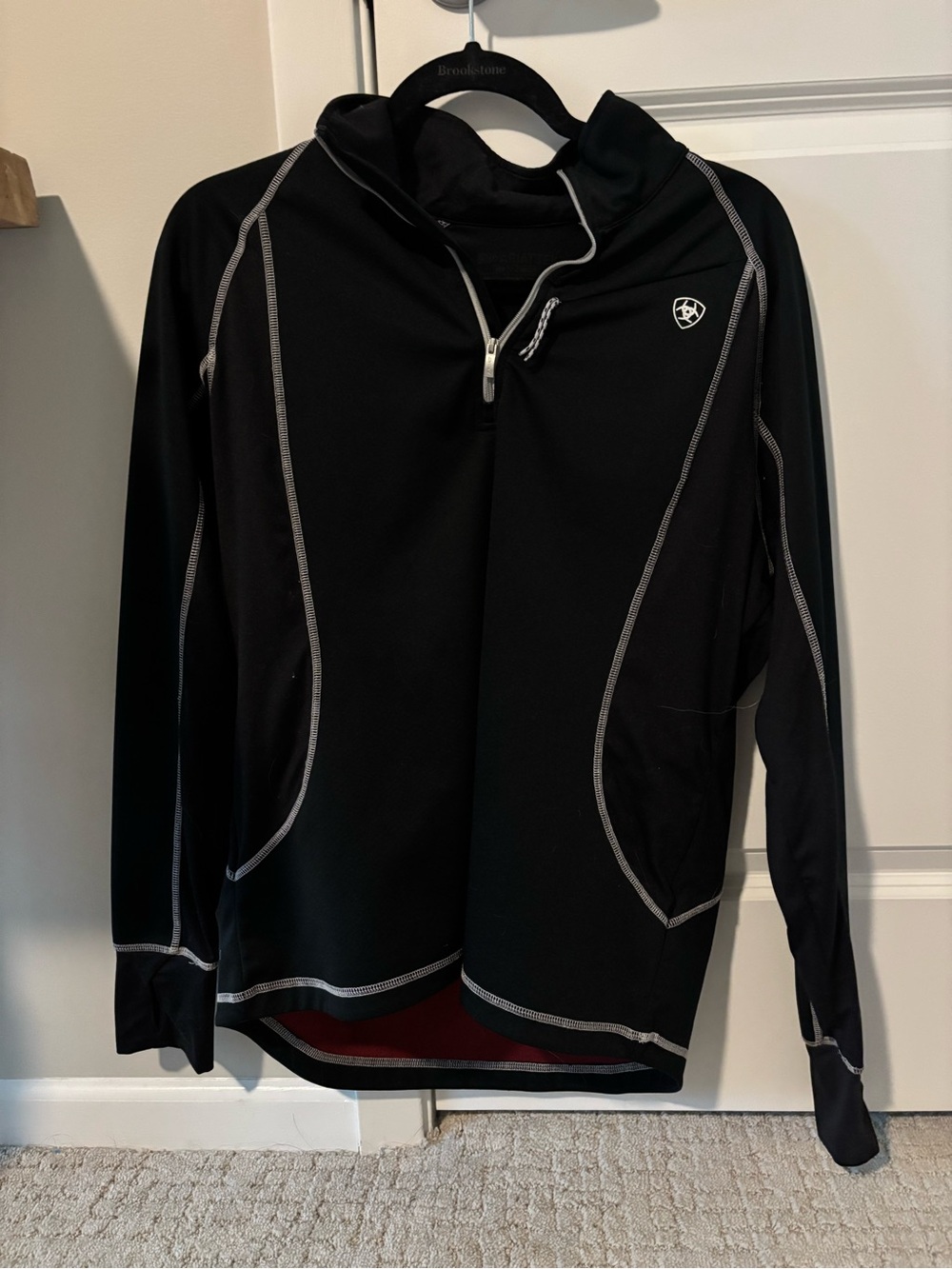 Ariat Black Long Sleeve Quarter Zip Top with White Stitching